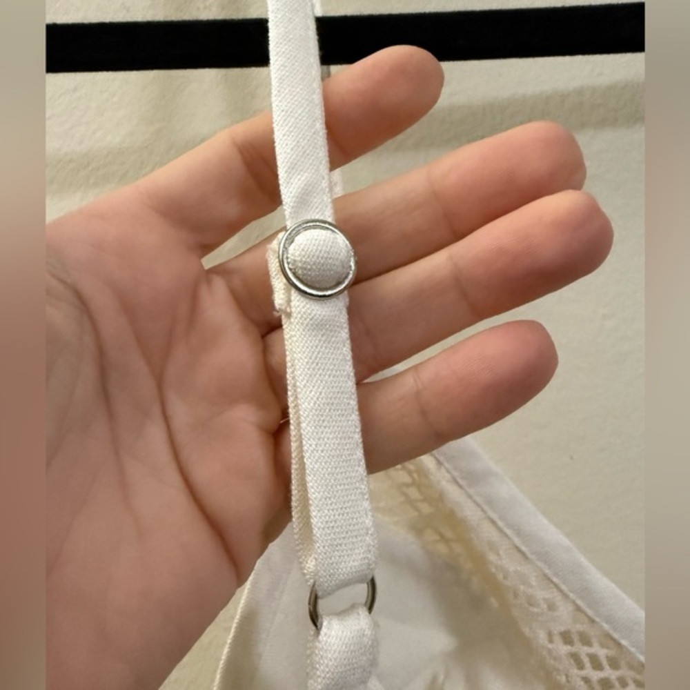 NWT PatBO Linen Blend Bralette Mesh Lined Crop Top in Cream and Tan - 0 - Picture 8 of 16
